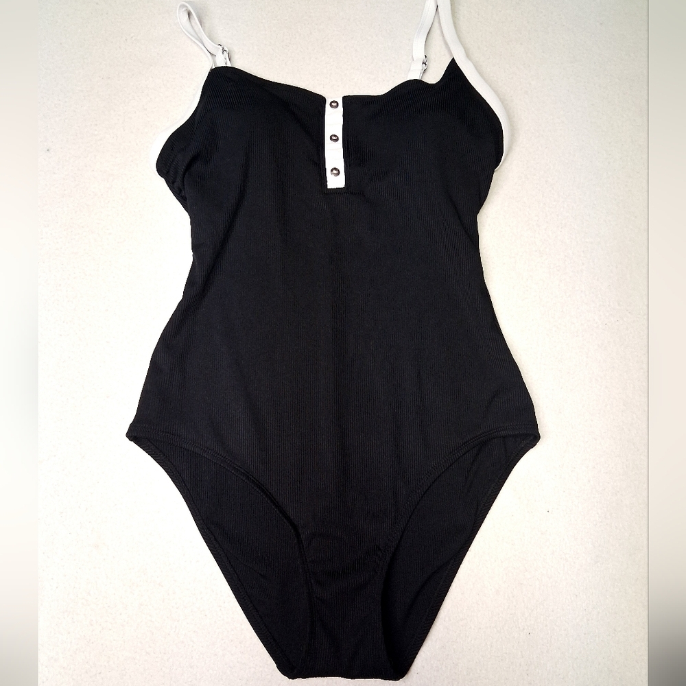 Krista Black and White Women's Swim Bodysuit